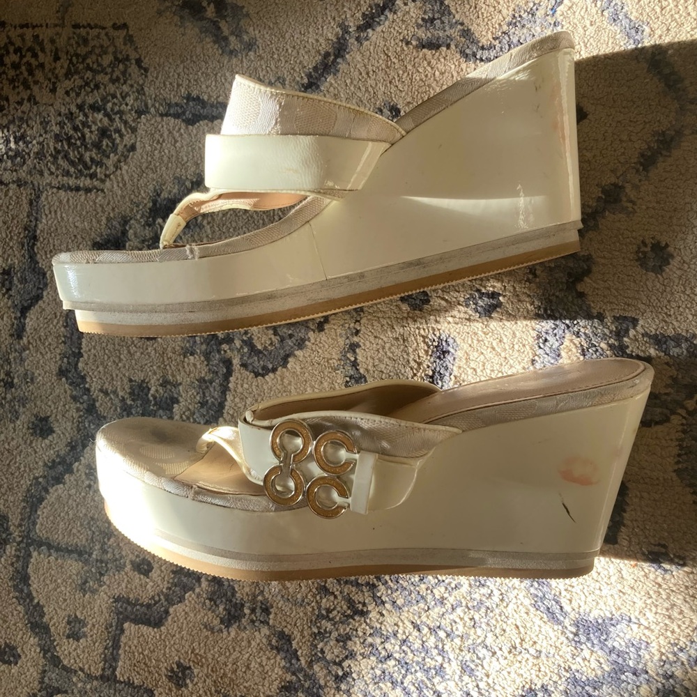 🤍Vintage Y2K Coach Wedge Platform Sandals🤍 - Picture 4 of 10